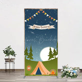 Lofaris Camping Night Forest Happy Birthday Rectangle Backdrop